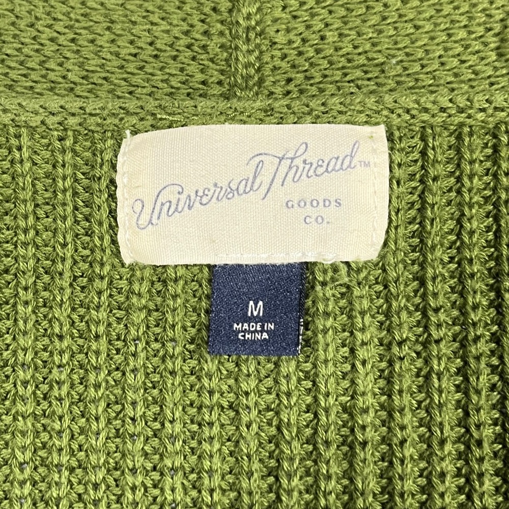 Womens Granola Fisherman 90s Grunge Olive Green Cotton Cardigan Sweater Medium - Picture 6 of 7